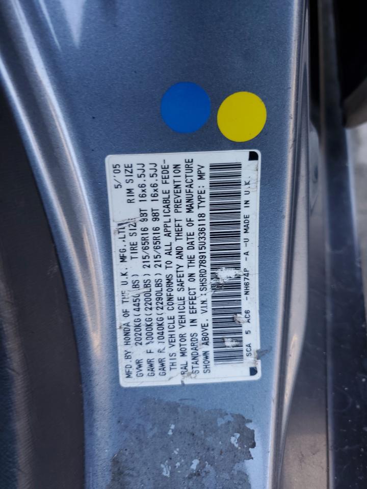 2005 Honda Cr-V Se VIN: SHSRD78915U336118 Lot: 61870474