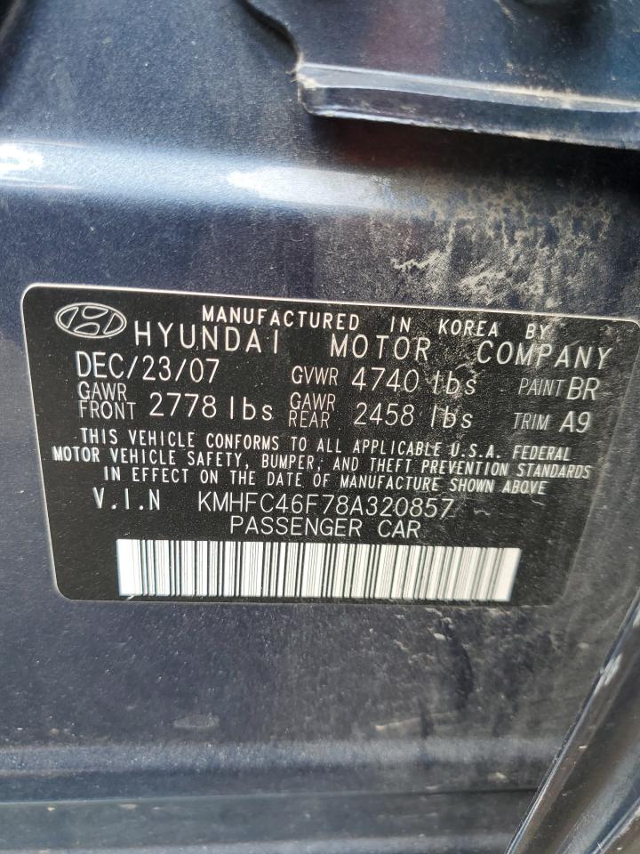 KMHFC46F78A320857 2008 Hyundai Azera Se