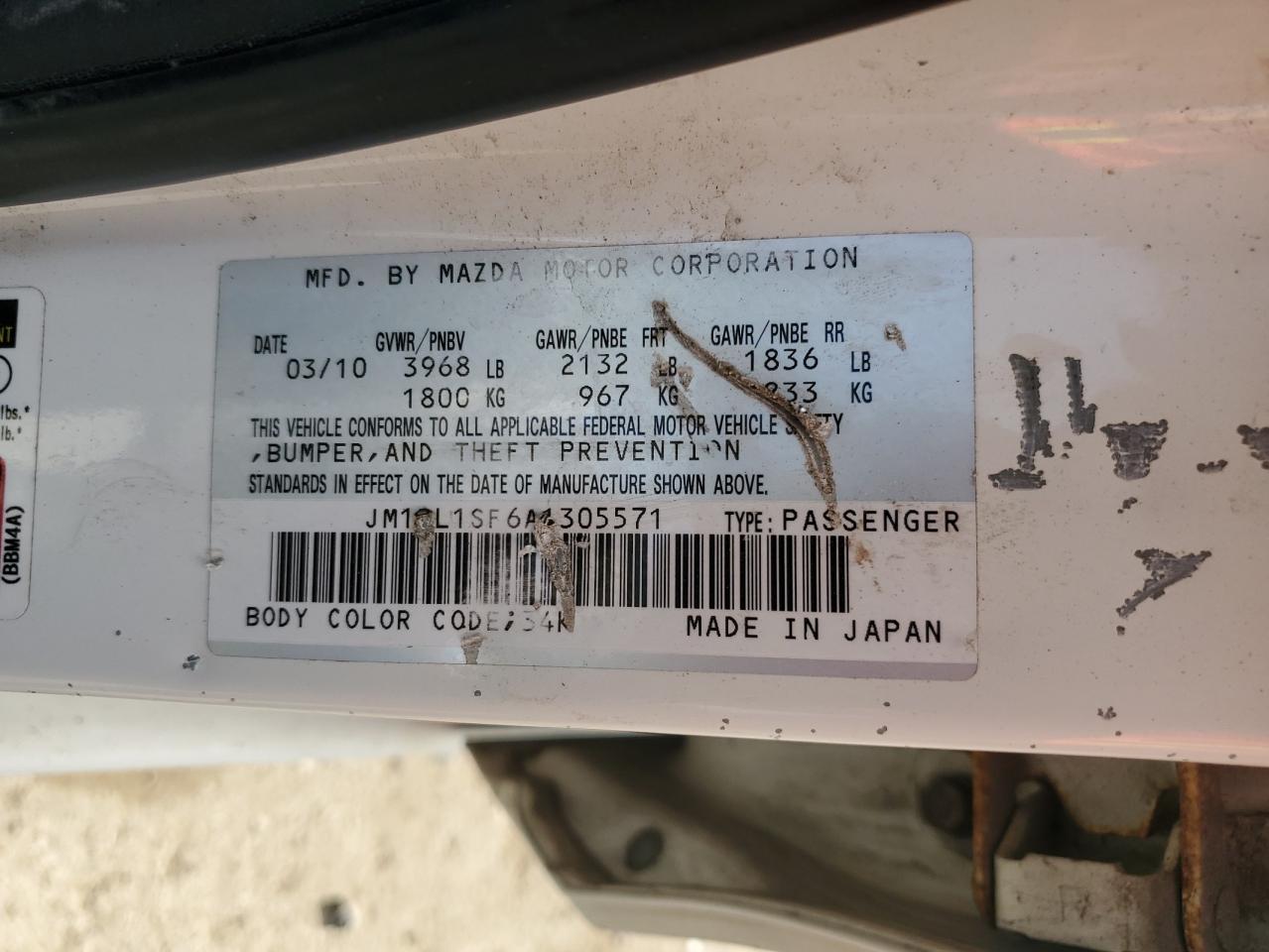 2010 Mazda 3 I VIN: JM1BL1SF6A1305571 Lot: 63125834