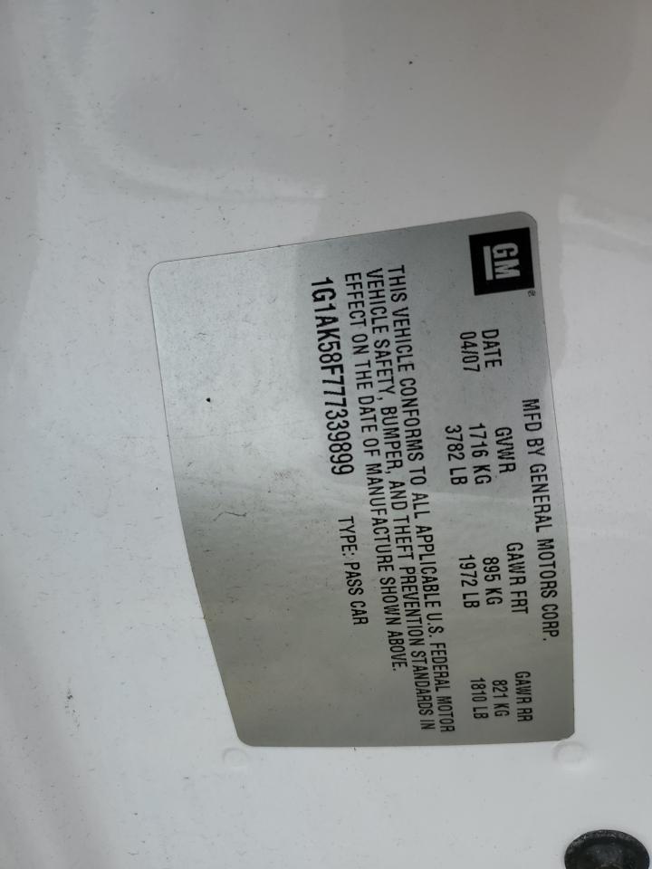 2007 Chevrolet Cobalt Ls VIN: 1G1AK58F777339899 Lot: 64777334