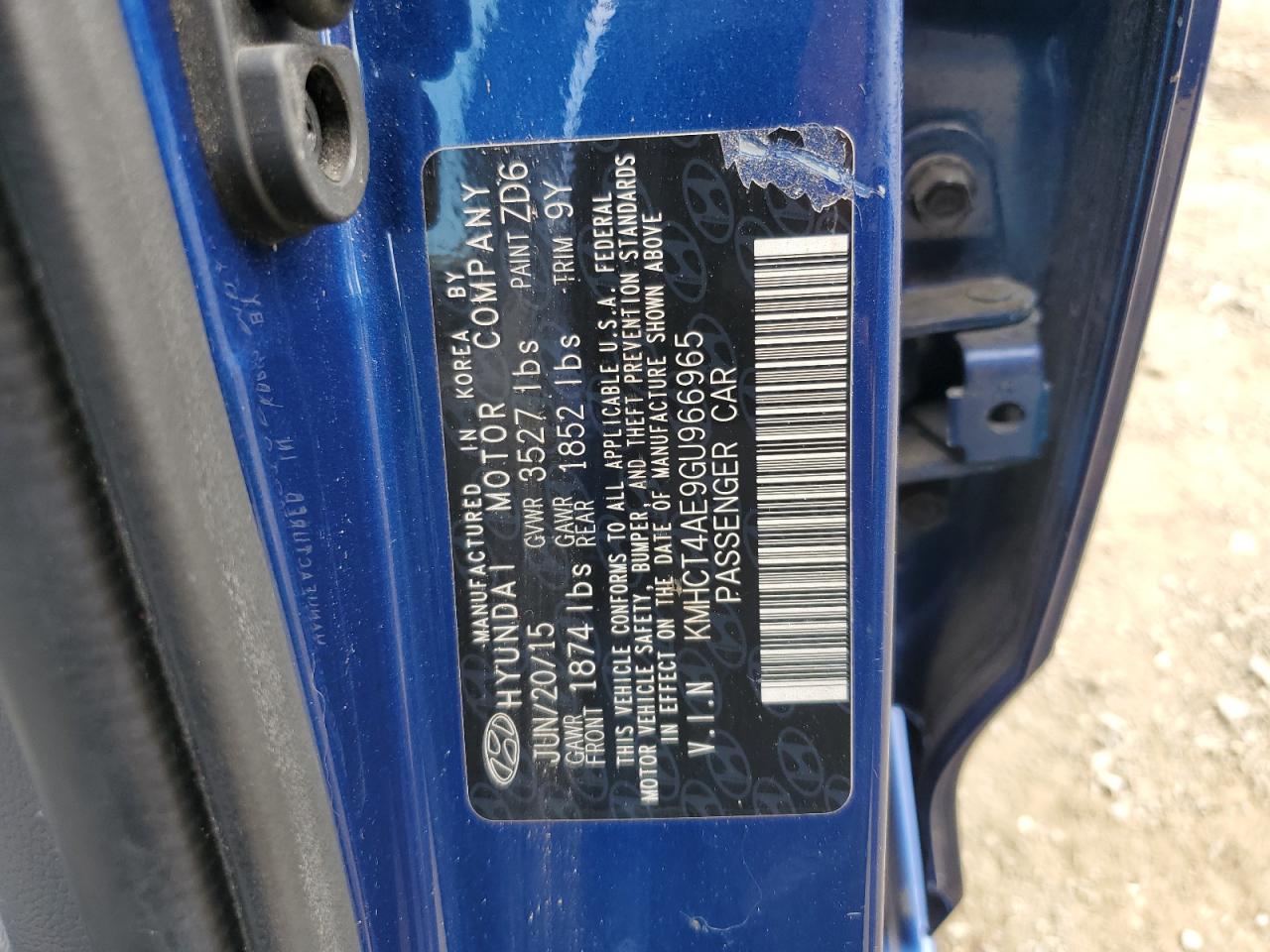 2016 Hyundai Accent Se VIN: KMHCT4AE9GU966965 Lot: 64463234