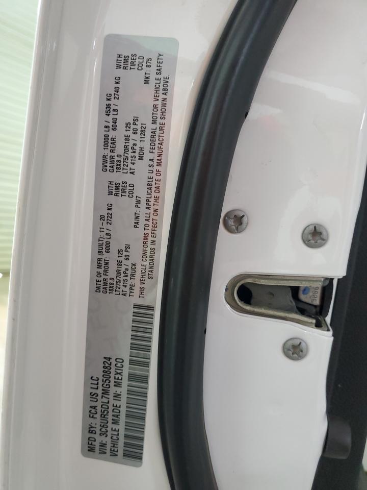 2021 Ram 2500 Big Horn VIN: 3C6UR5DL7MG508824 Lot: 64949274