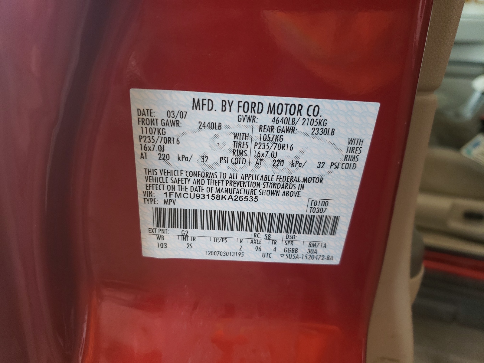 1FMCU93158KA26535 2008 Ford Escape Xlt