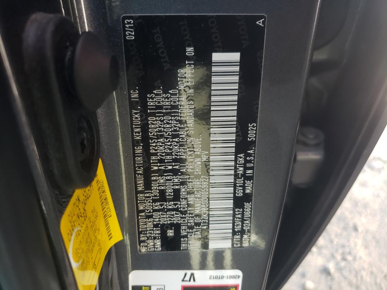 2013 Toyota Venza Le VIN: 4T3ZK3BB0DU059827 Lot: 63143004