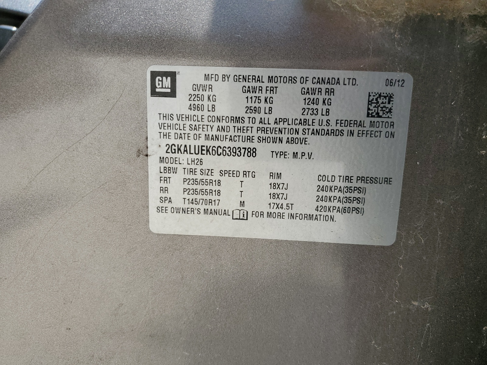 2GKALUEK6C6393788 2012 GMC Terrain Slt