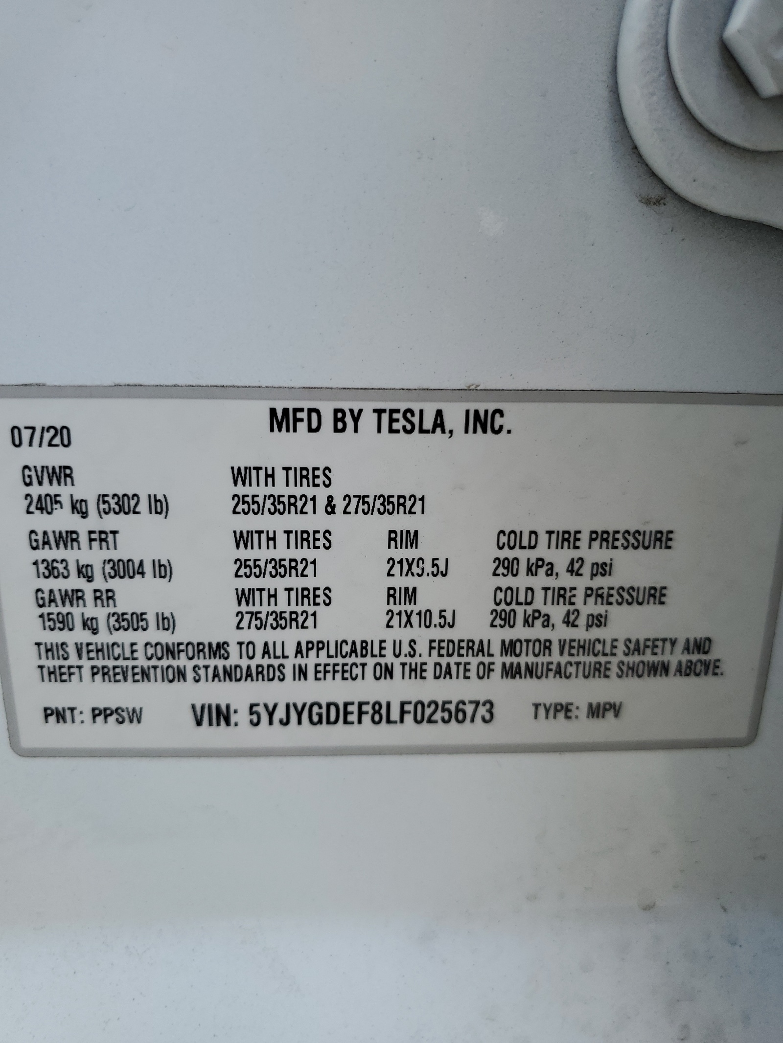 5YJYGDEF8LF025673 2020 Tesla Model Y