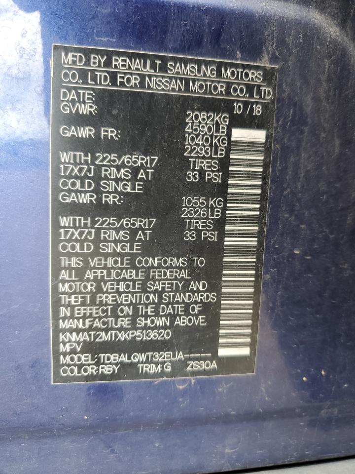 2019 Nissan Rogue S VIN: KNMAT2MTXKP513620 Lot: 64577084