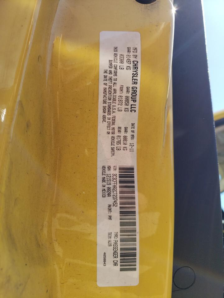 2012 Fiat 500 Pop VIN: 3C3CFFAR2CT237452 Lot: 60878954