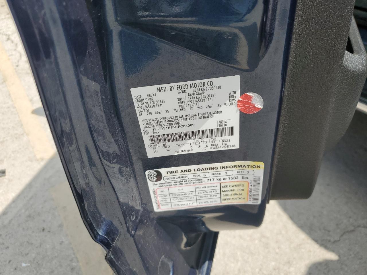 1FTFW1EF1EFC83069 2014 Ford F150 Supercrew
