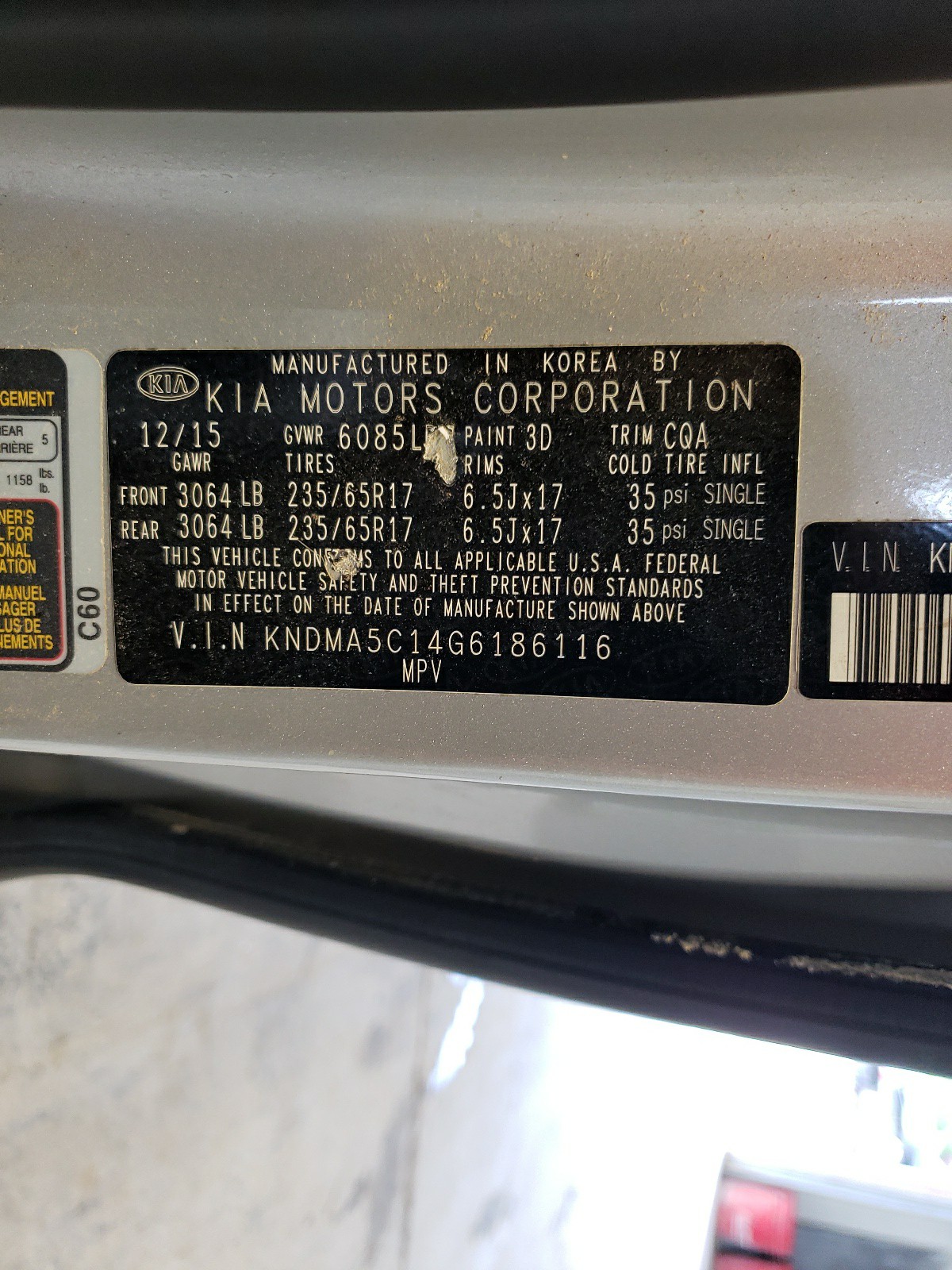 KNDMA5C14G6186116 2016 Kia Sedona L