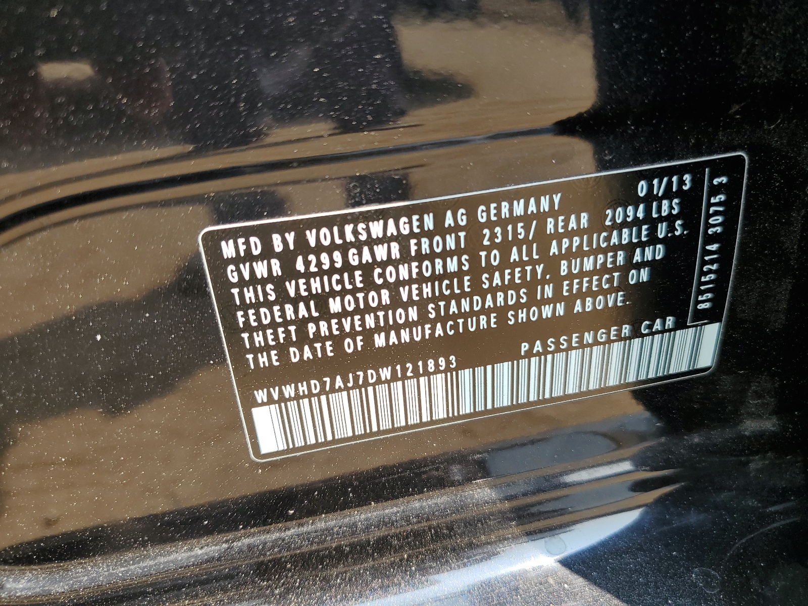 WVWHD7AJ7DW121893 2013 Volkswagen Gti