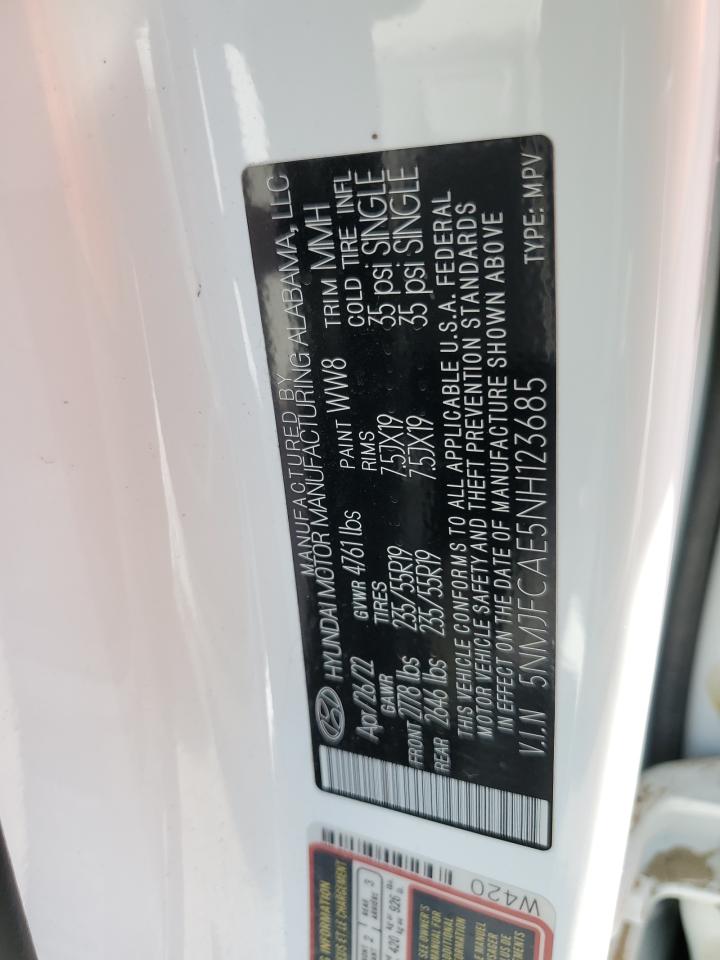 2022 Hyundai Tucson Sel VIN: 5NMJFCAE5NH123685 Lot: 64638864