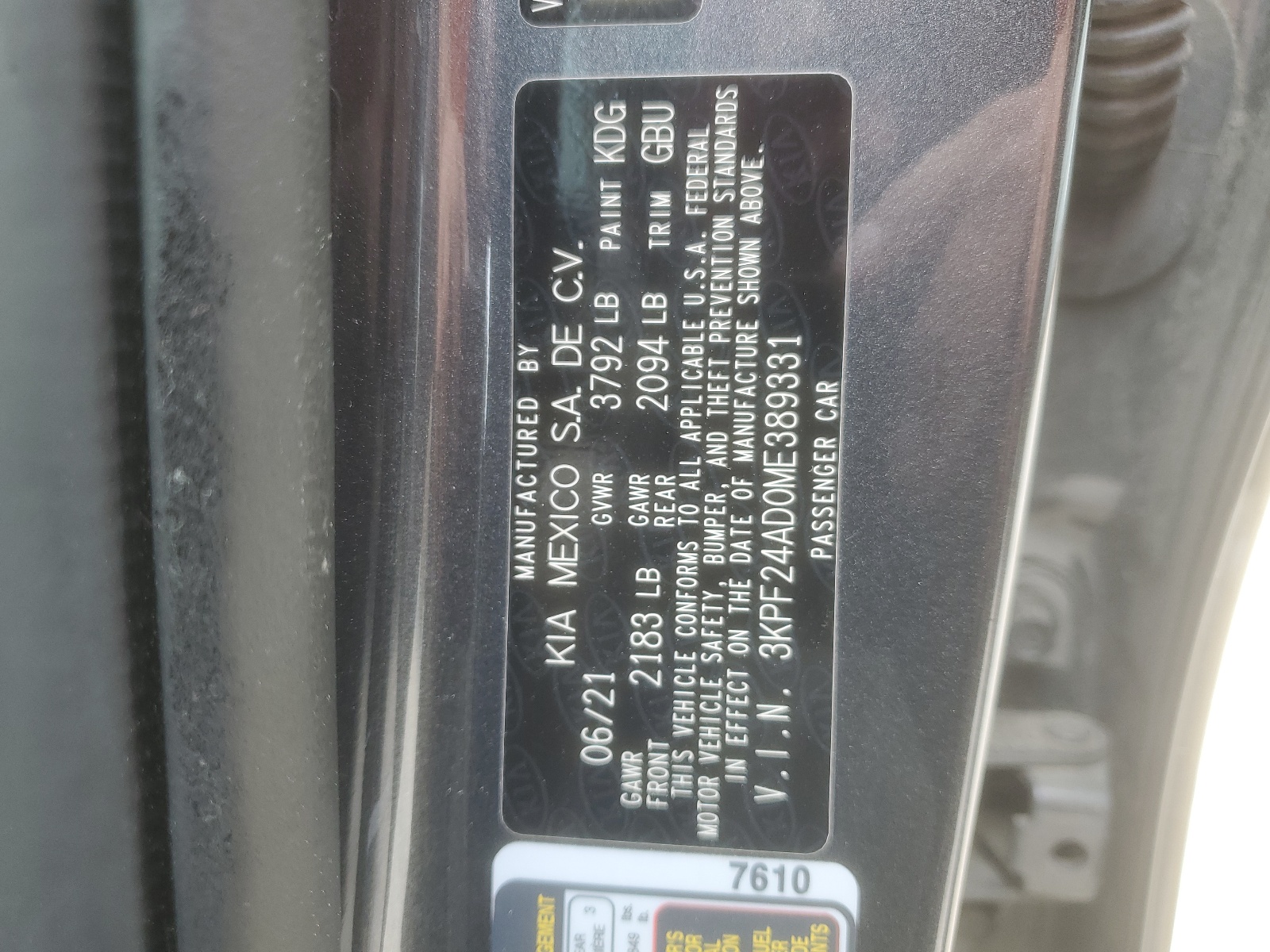 3KPF24AD0ME389331 2021 Kia Forte Fe