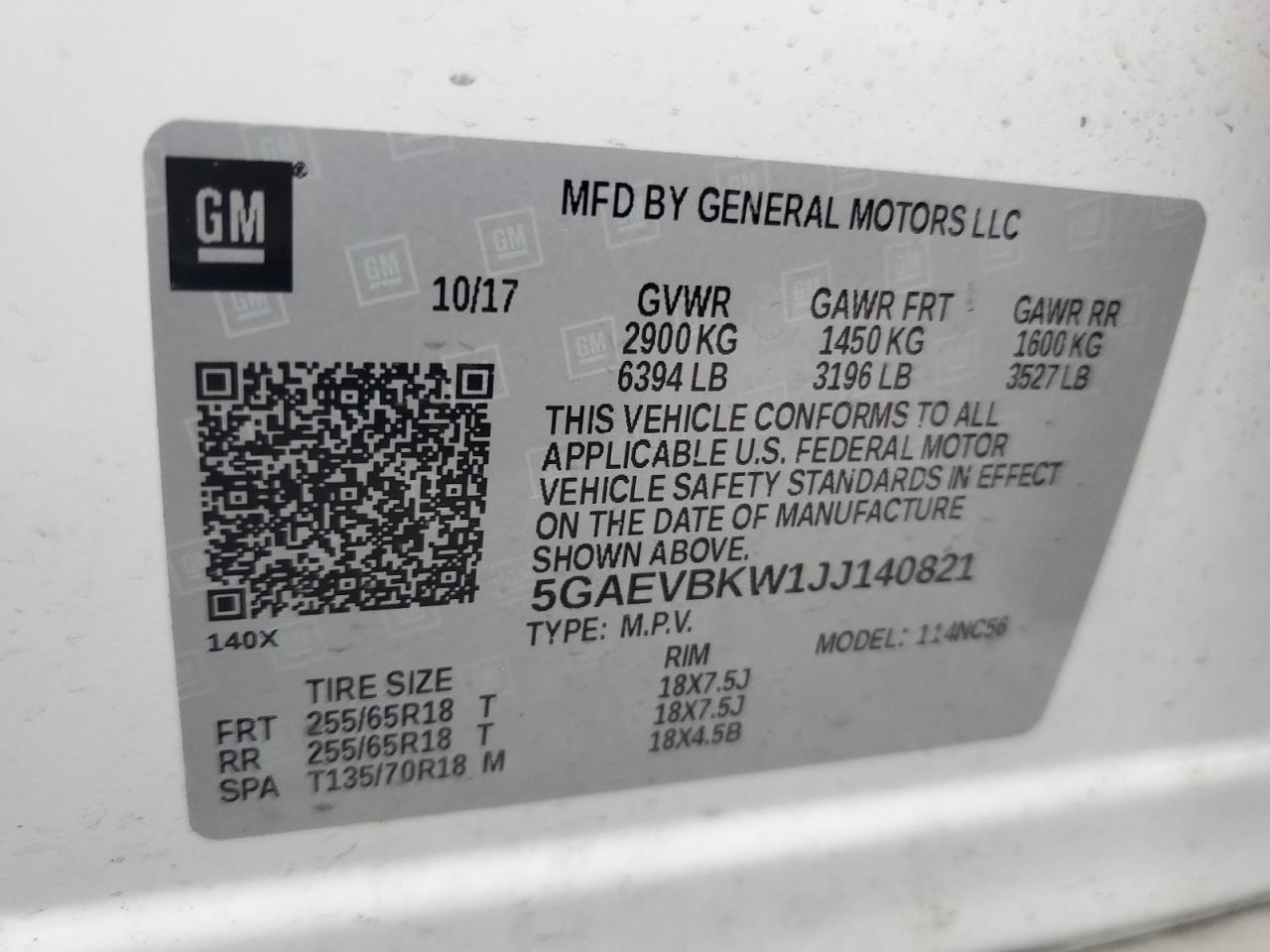 2018 Buick Enclave Premium VIN: 5GAEVBKW1JJ140821 Lot: 63618414