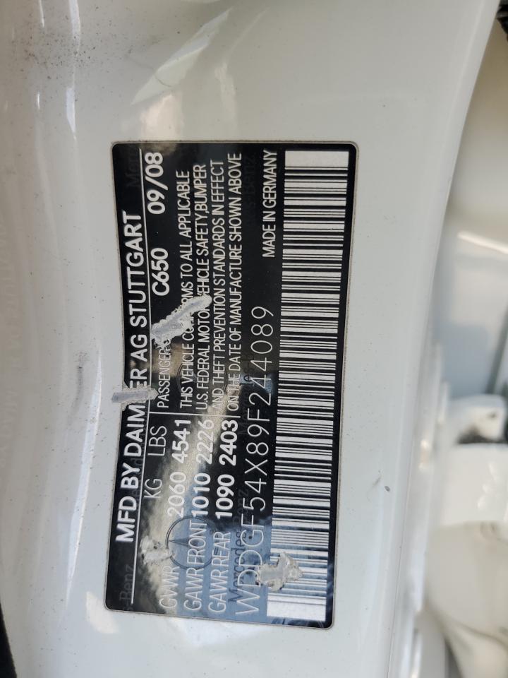 2009 Mercedes-Benz C 300 VIN: WDDGF54X89F244089 Lot: 64382424