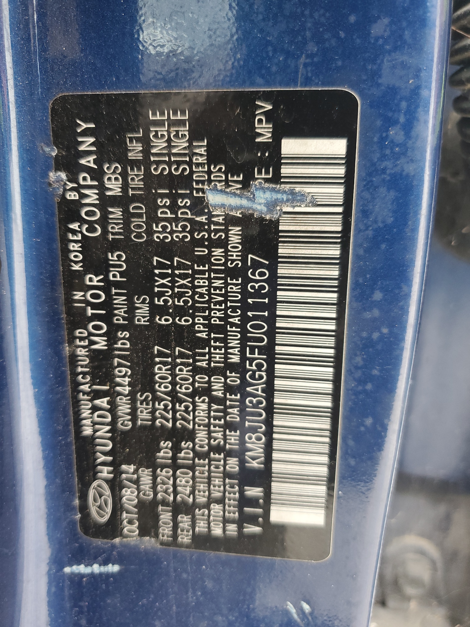 2015 Hyundai Tucson Limited vin: KM8JU3AG5FU011367