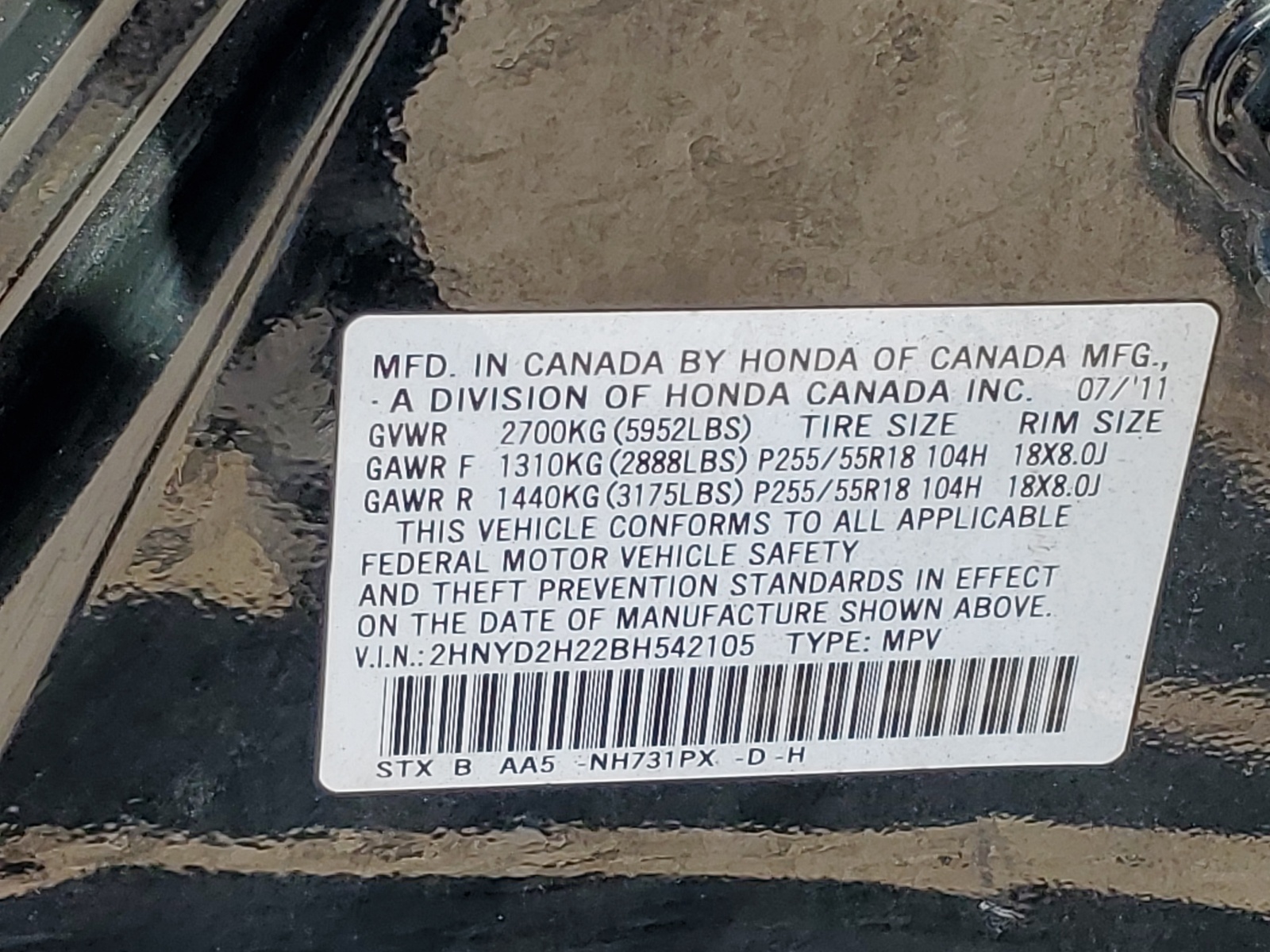 2HNYD2H22BH542105 2011 Acura Mdx