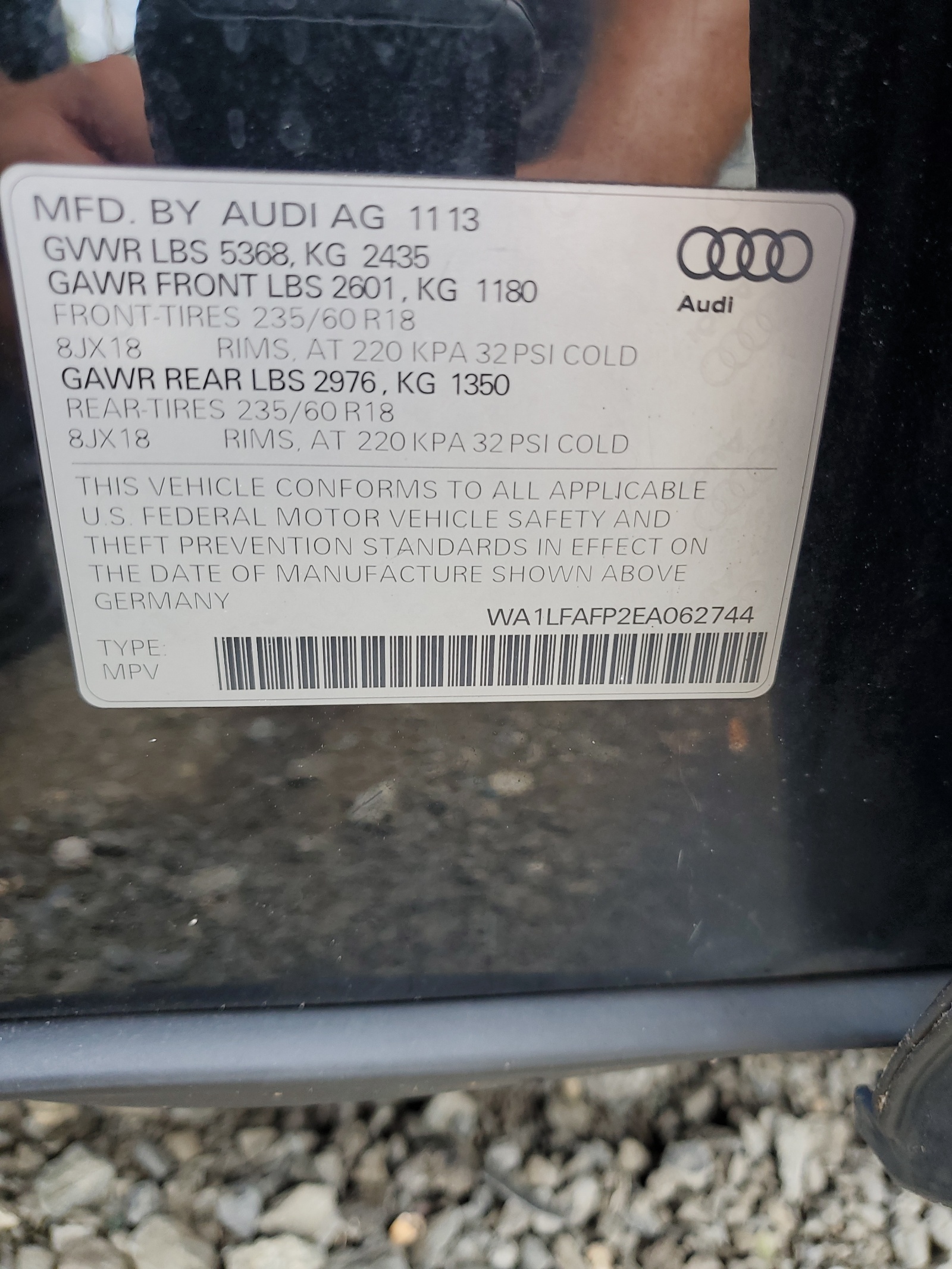 2014 Audi Q5 Premium Plus vin: WA1LFAFP2EA062744