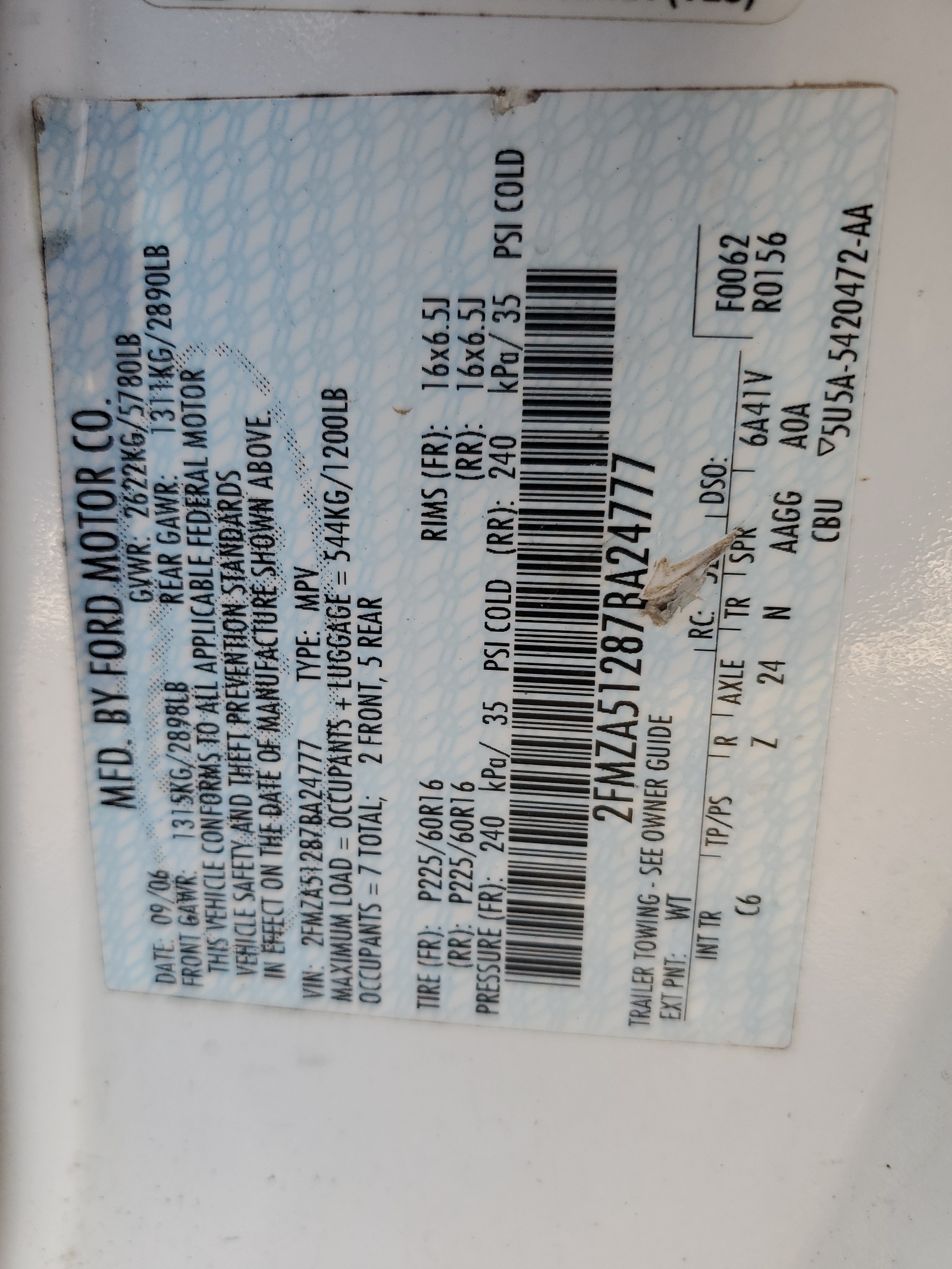 2FMZA51287BA24777 2007 Ford Freestar Se