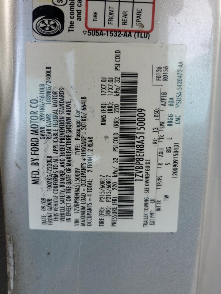 2010 Ford Mustang VIN: 1ZVBP8EN8A5150009 Lot: 64247994