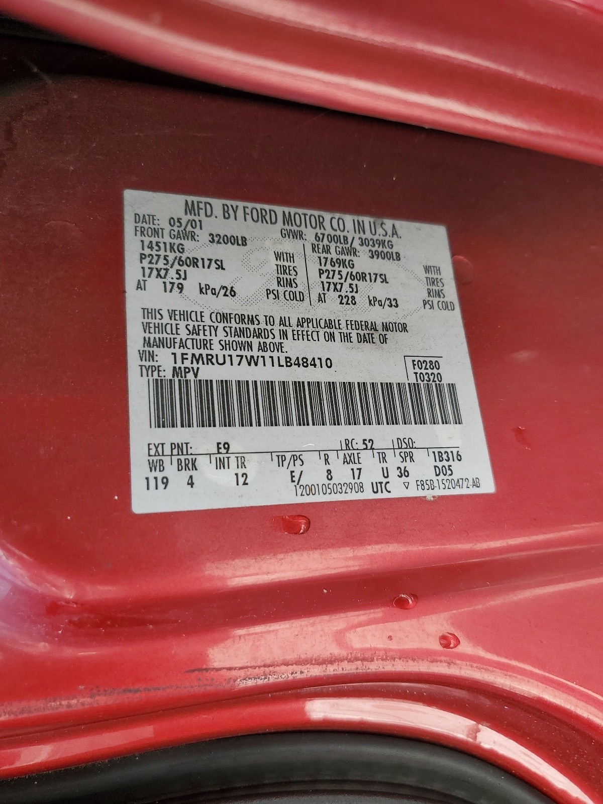 1FMRU17W11LB48410 2001 Ford Expedition Eddie Bauer