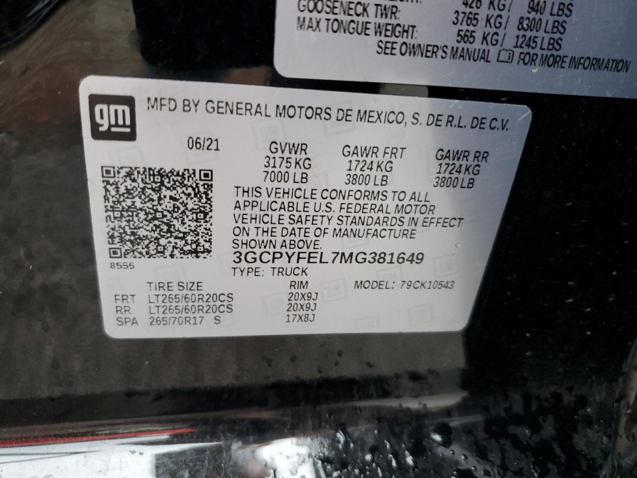 2021 Chevrolet Silverado K1500 Lt Trail Boss VIN: 3GCPYFEL7MG381649 Lot: 63124984