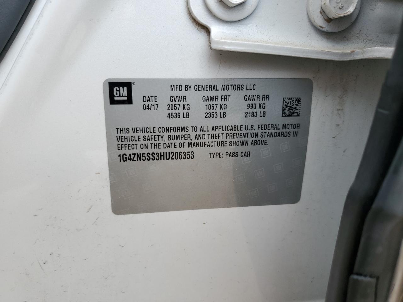 2017 Buick Lacrosse Preferred VIN: 1G4ZN5SS3HU206353 Lot: 60963754