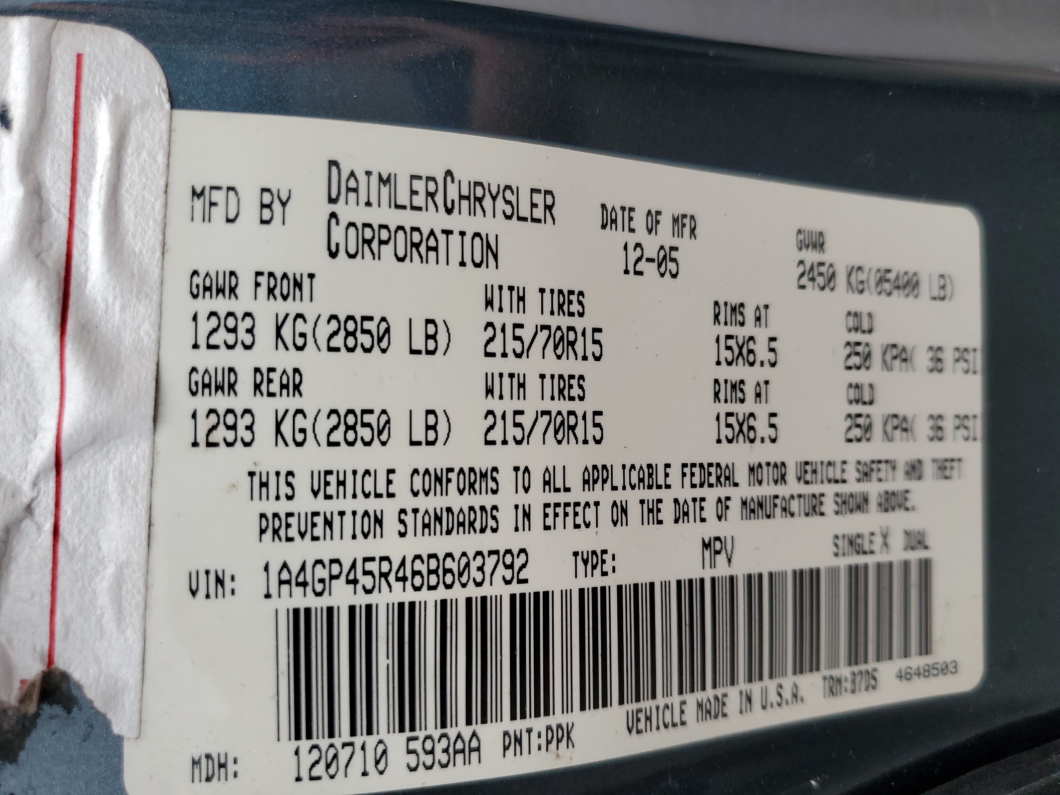 1A4GP45R46B603792 2006 Chrysler Town & Country