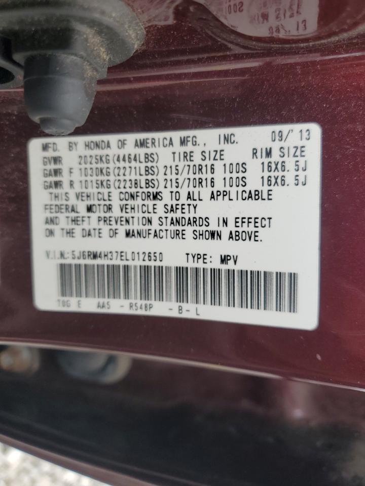 2014 Honda Cr-V Lx VIN: 5J6RM4H37EL012650 Lot: 62475324