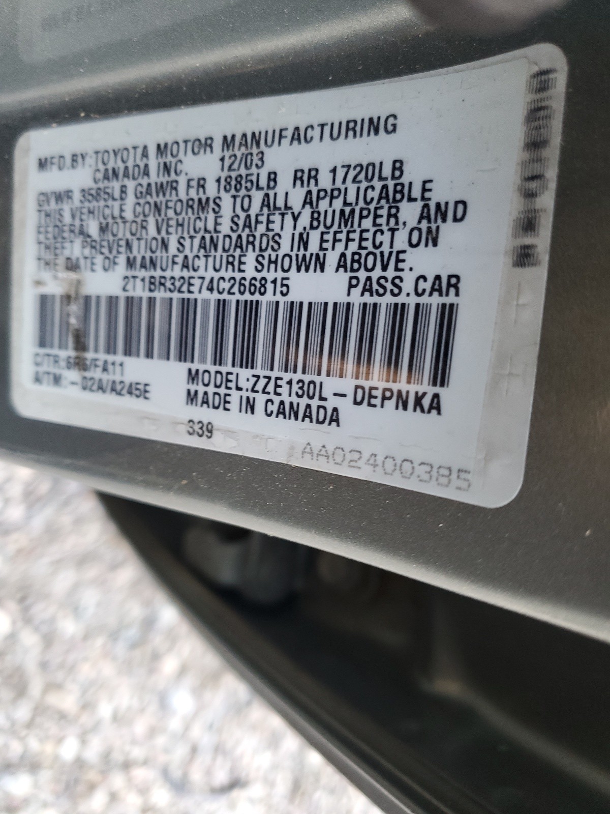 2T1BR32E74C266815 2004 Toyota Corolla Ce