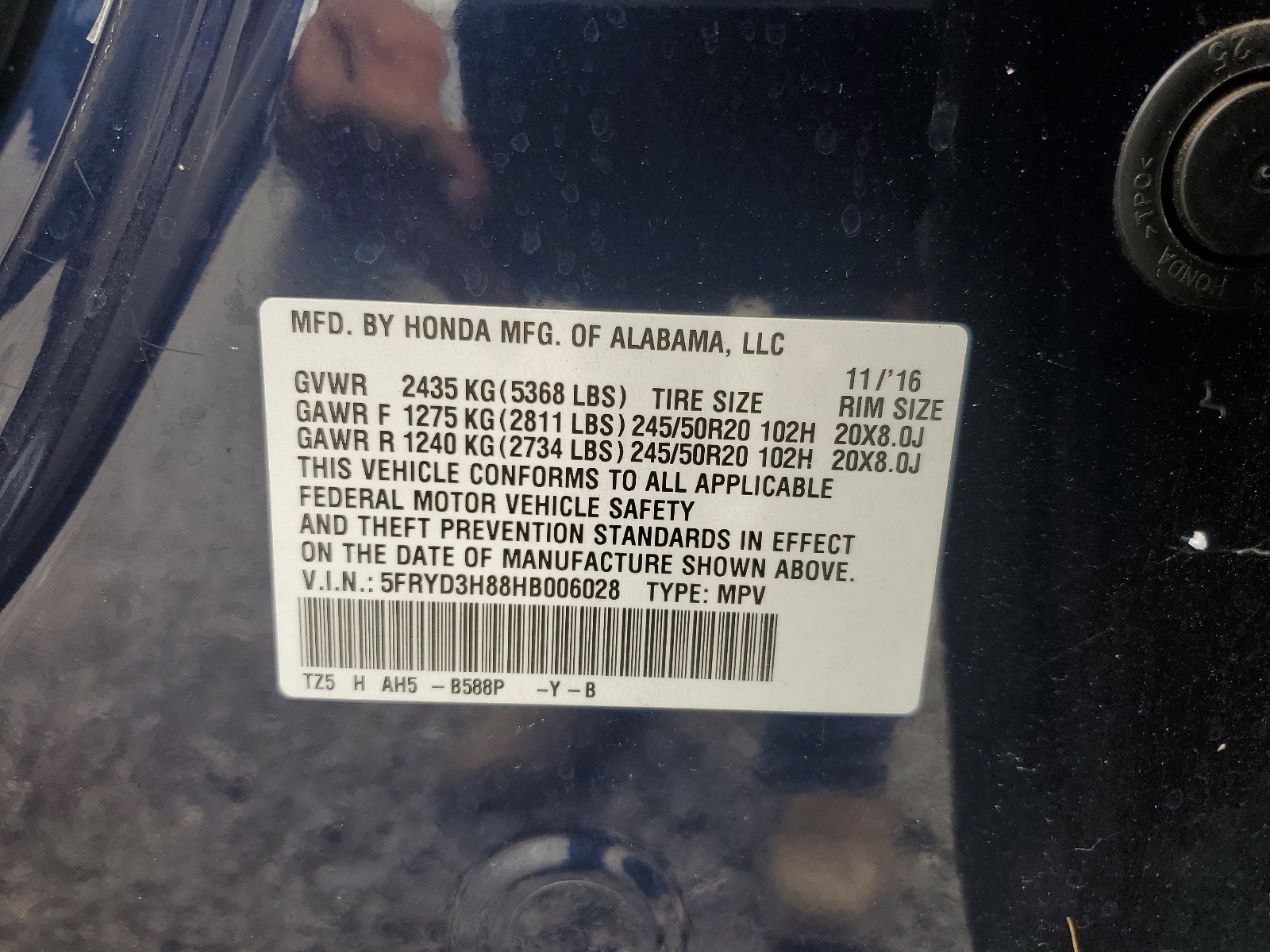 5FRYD3H88HB006028 2017 Acura Mdx Advance