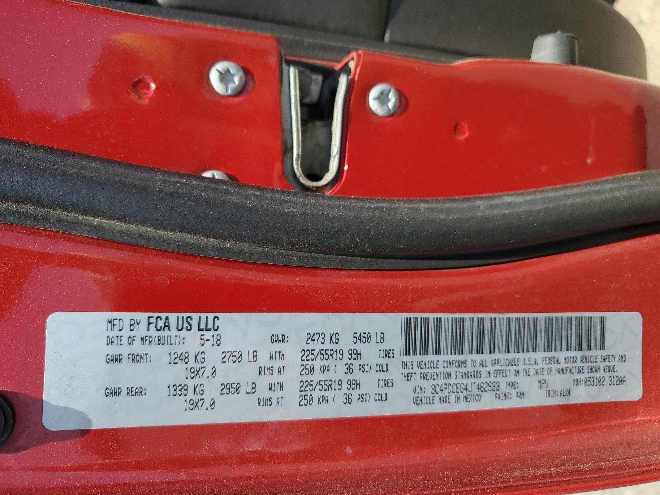 3C4PDCEG4JT462933 2018 Dodge Journey Gt