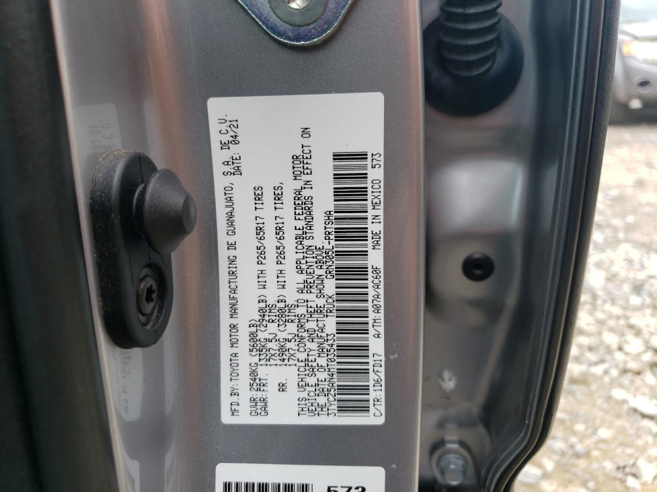 2021 Toyota Tacoma Double Cab VIN: 3TYCZ5AN4MT035433 Lot: 63703374