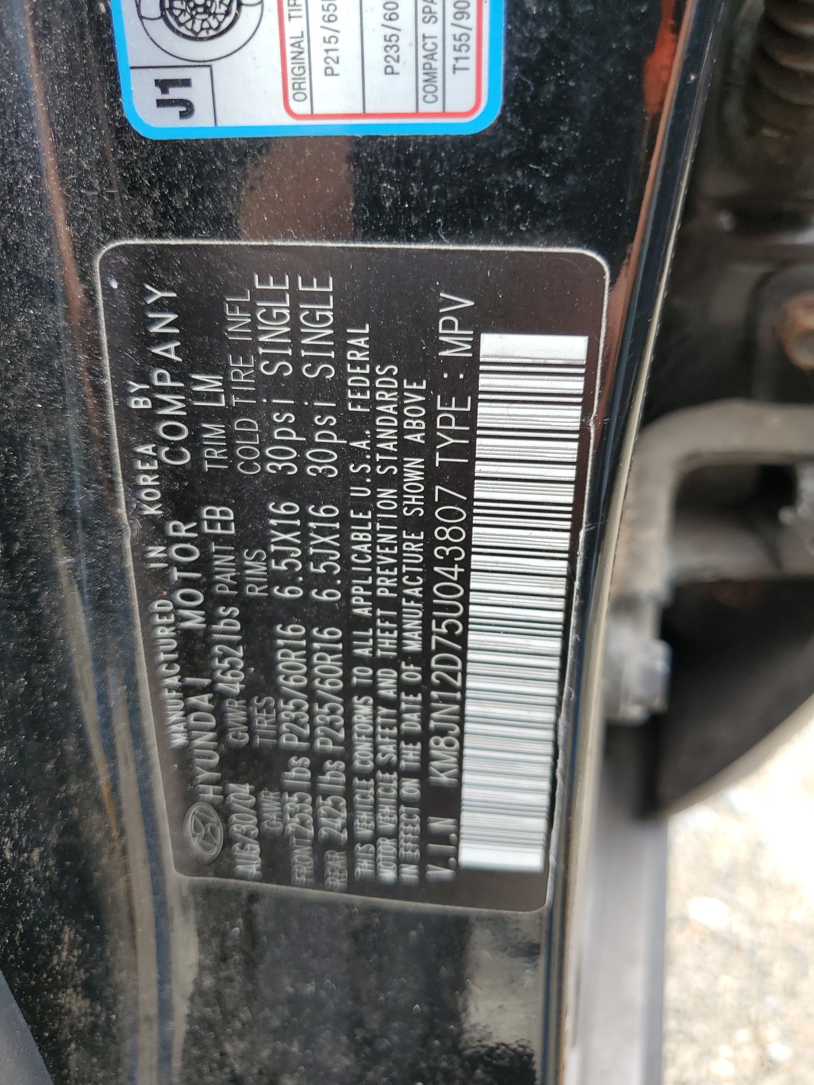 KM8JN12D75U043807 2005 Hyundai Tucson Gls