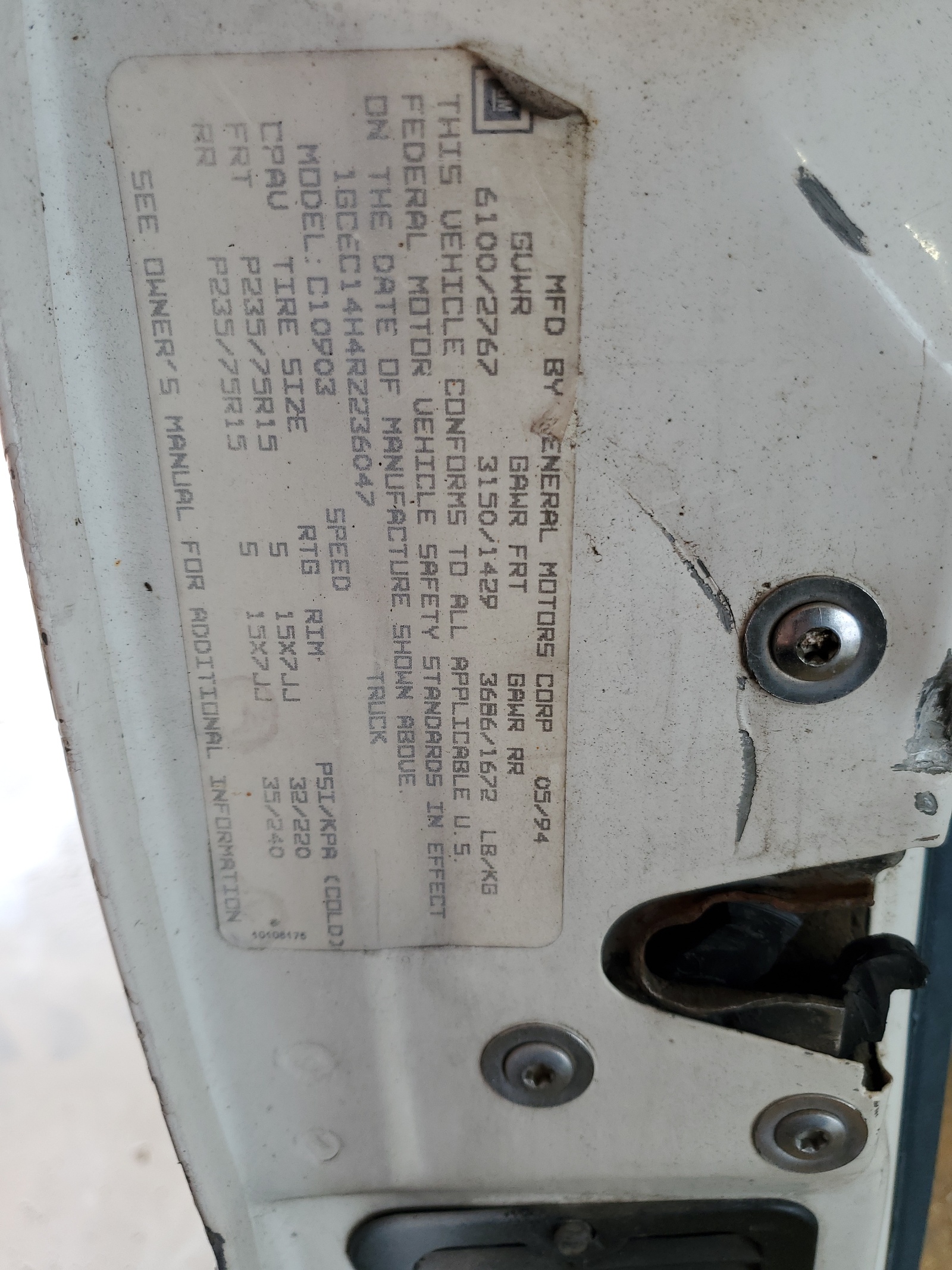 1GCEC14H4RZ236047 1994 Chevrolet Gmt-400 C1500