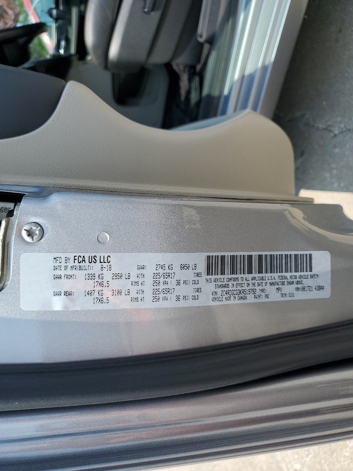 2C4RDGCG3KR519792 2019 Dodge Grand Caravan Sxt