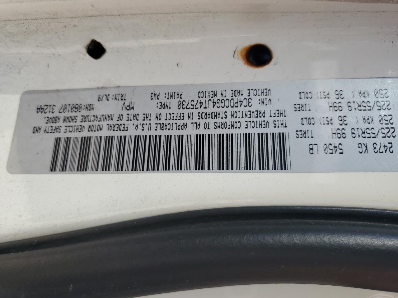 2018 Dodge Journey Crossroad VIN: 3C4PDCGG4JT475730 Lot: 63956084