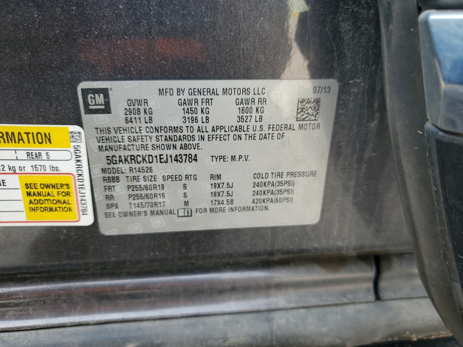 5GAKRCKD1EJ143784 2014 Buick Enclave