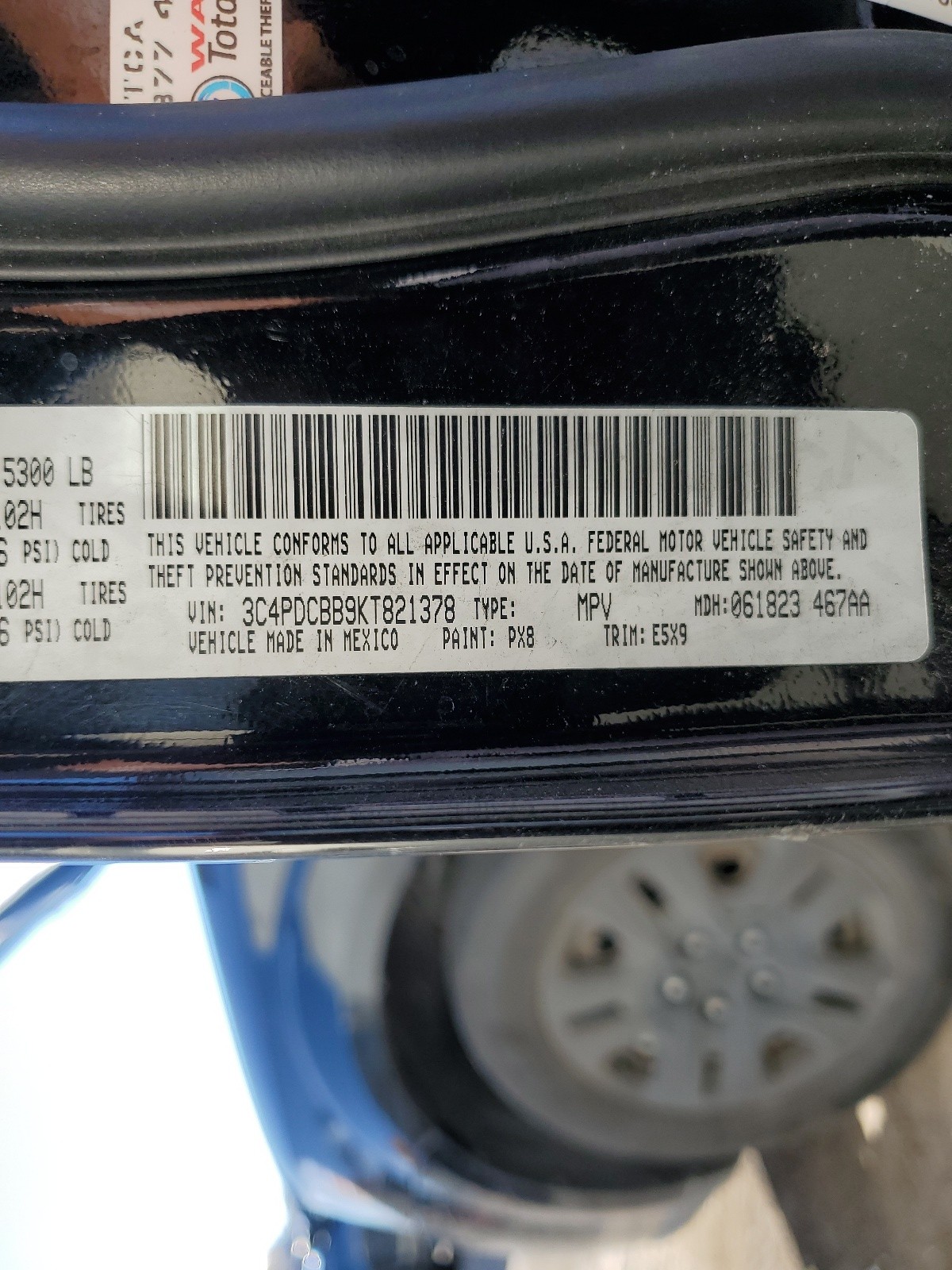 3C4PDCBB9KT821378 2019 Dodge Journey Se