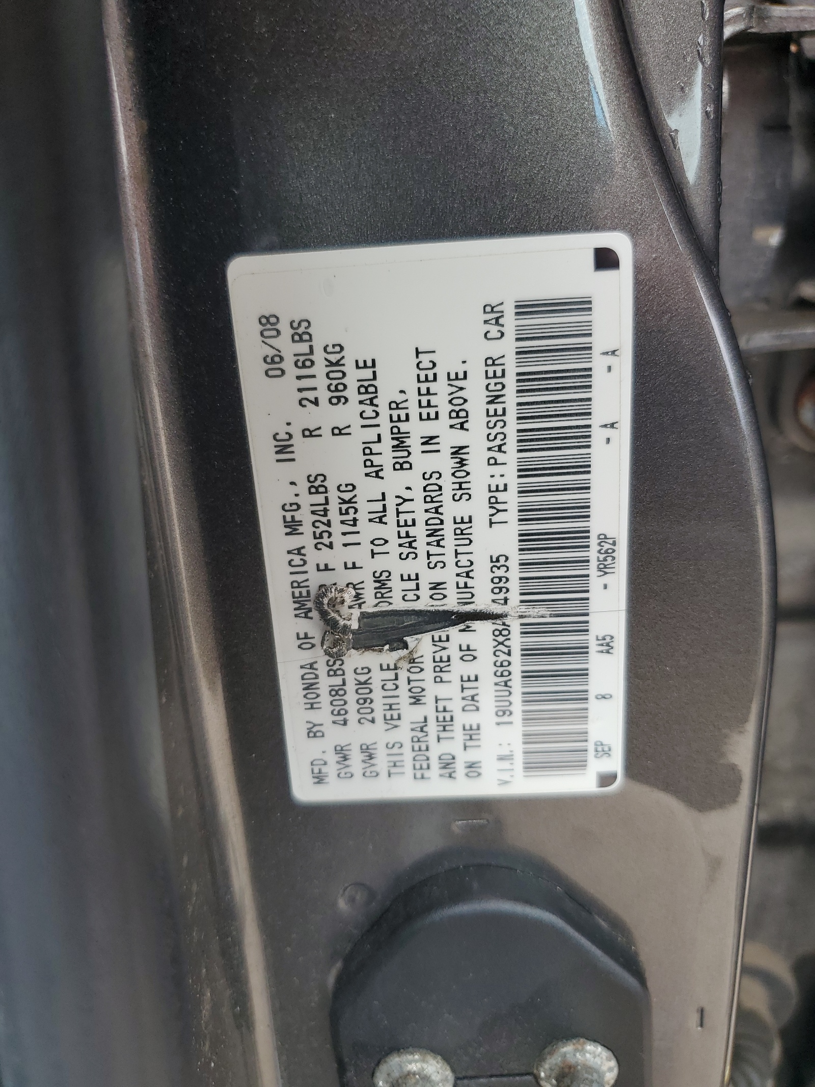 19UUA662X8A049935 2008 Acura Tl