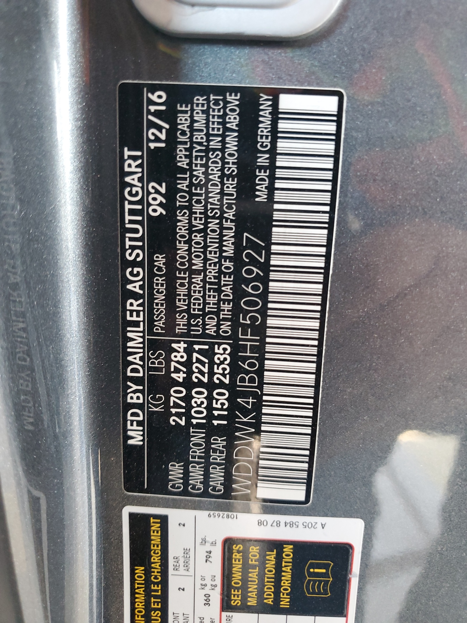 WDDWK4JB6HF506927 2017 Mercedes-Benz C 300