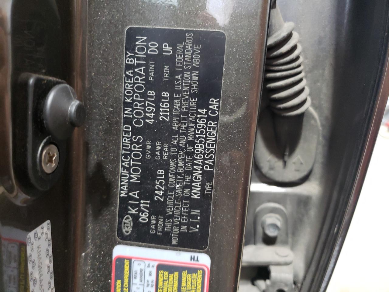 2011 Kia Optima Ex VIN: KNAGN4A69B5159614 Lot: 62437754