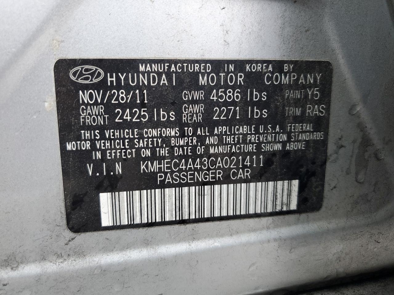 KMHEC4A43CA021411 2012 Hyundai Sonata Hybrid