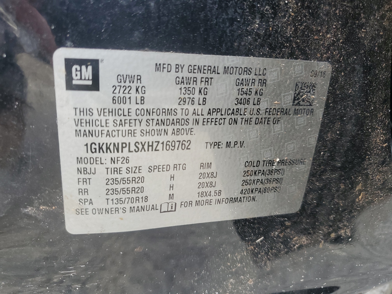 1GKKNPLSXHZ169762 2017 GMC Acadia Denali