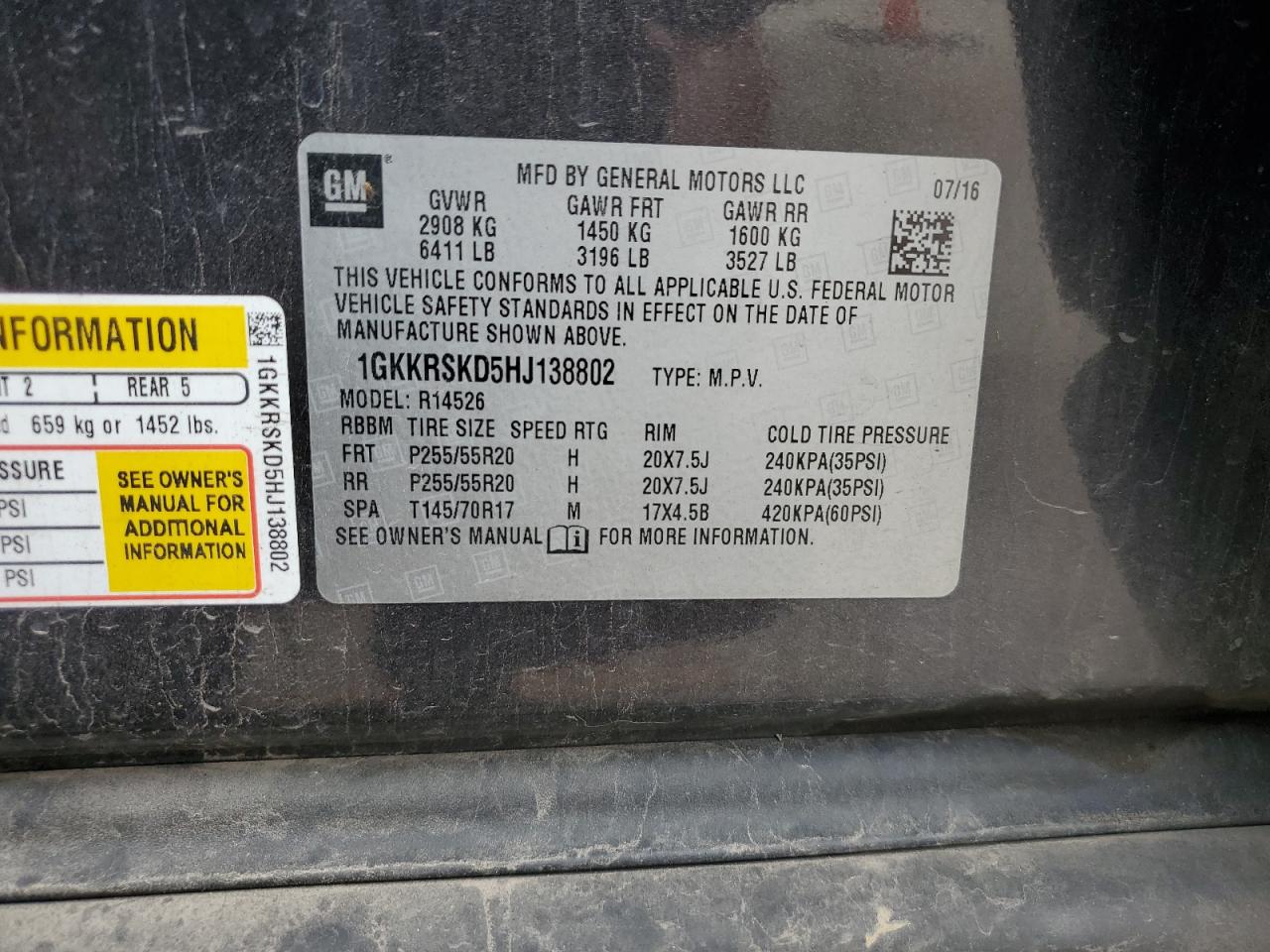 2017 GMC Acadia Limited Slt-2 VIN: 1GKKRSKD5HJ138802 Lot: 62044164