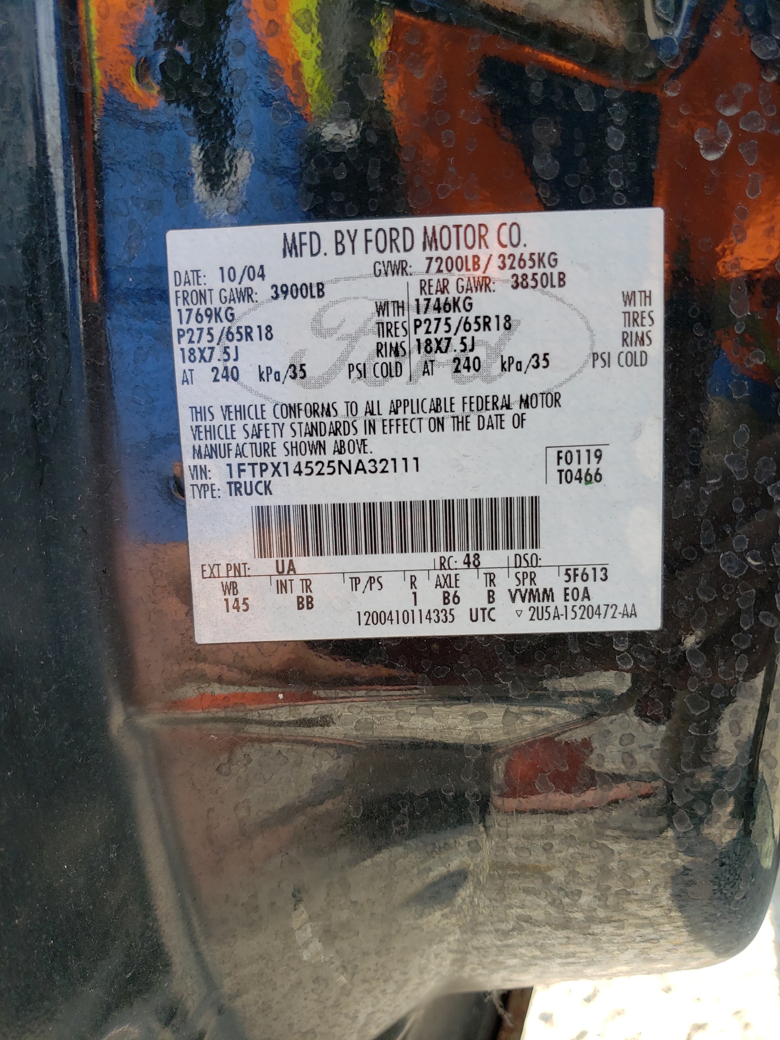 1FTPX14525NA32111 2005 Ford F150