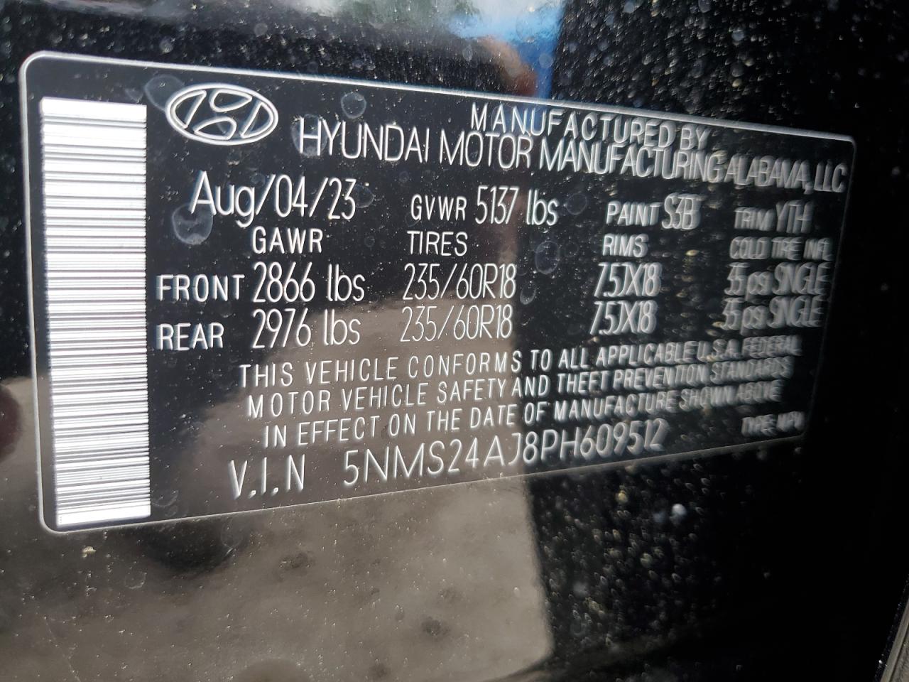 5NMS24AJ8PH609512 2023 Hyundai Santa Fe Sel