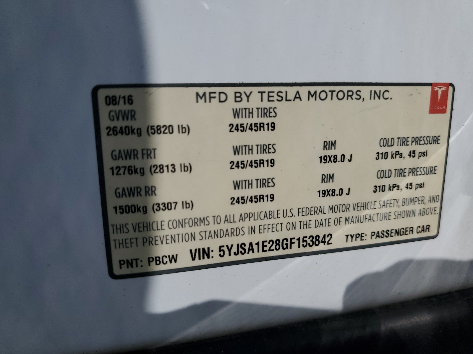 5YJSA1E28GF153842 2016 Tesla Model S