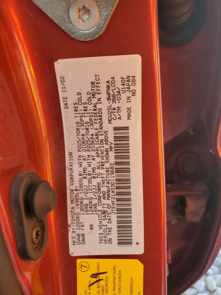 2003 Toyota Highlander Limited VIN: JTEHF21A530119683 Lot: 64011654