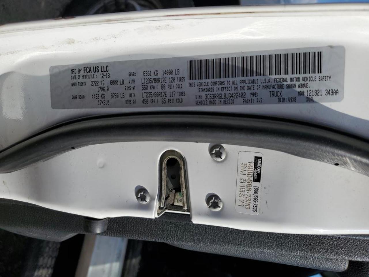 2018 Ram 3500 Tradesman VIN: 3C63RRGL8JG422402 Lot: 63626444